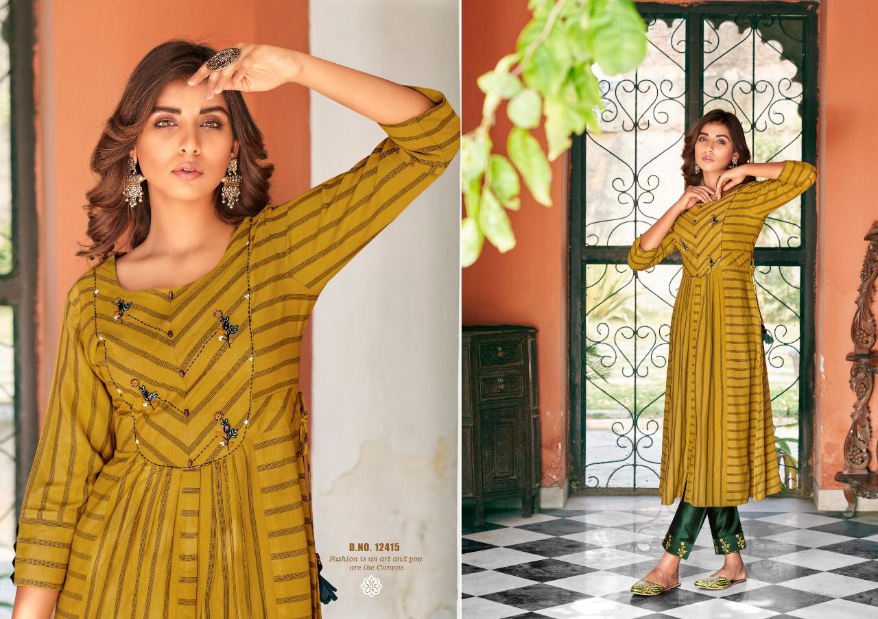 Klaroop Tissot Latest Fancy Festive Wear Fancy Reyon With khatli Work Nd Mok Work Kurtis With Bottom Collection 
